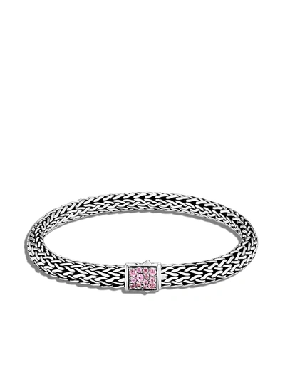 John Hardy Sterling Silver Classic Chain Black Sapphire & Pink Tourmaline Reversible Bracelet In Multicolor