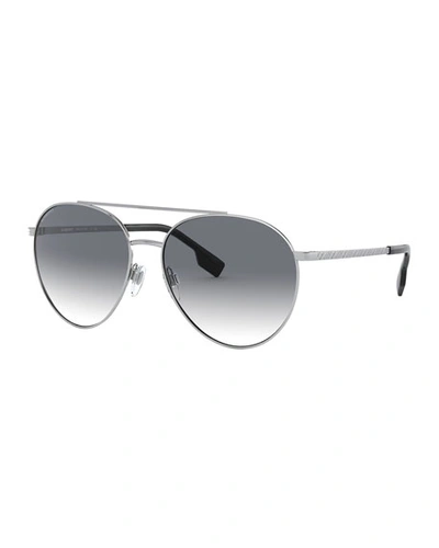 Burberry Women's Brow Bar Aviator Sunglasses, 59mm In Silver