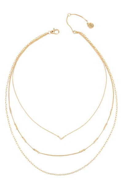 Allsaints Gold-tone Pave Arrow Layered Necklace, 15-17 In Crystal/ Gold