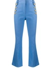 Derek Lam 10 Crosby Robertson Cropped Flare Sailor Pants In Blue