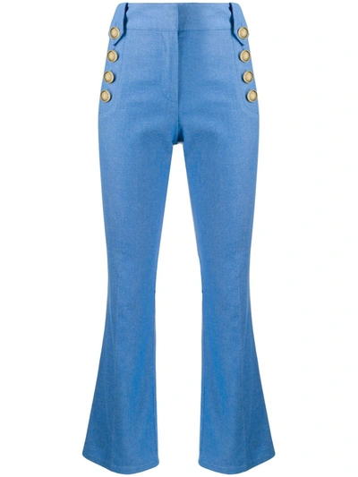 Derek Lam 10 Crosby Robertson Cropped Flare Sailor Pants In Blue