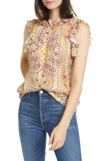 Ba&sh Ba & Sh Haby Floral Print V-neck Top In Off White