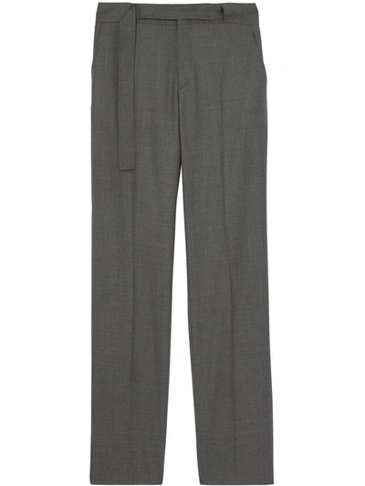 Burberry Belted Tailored Trousers In Grey