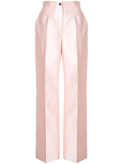 Dolce & Gabbana Wide-leg Satin Trousers In Pink
