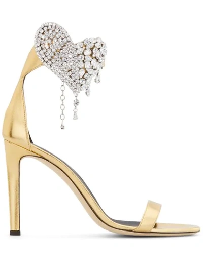 Giuseppe Zanotti Amour Embellished Heart Sandals In Gold