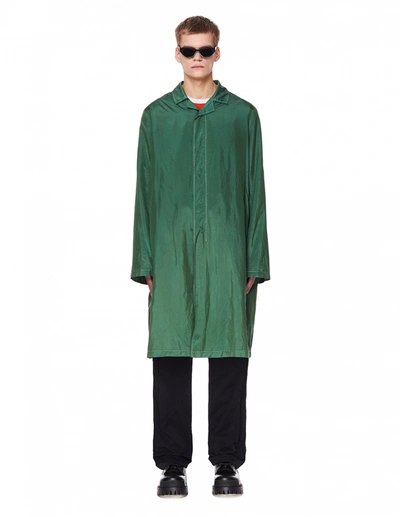 Jil Sander Green Silk Blend Coat