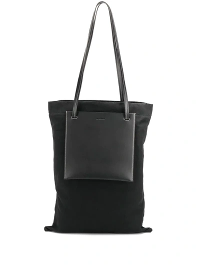 Jil Sander Leather-trimmed Tote With Pockets In Black