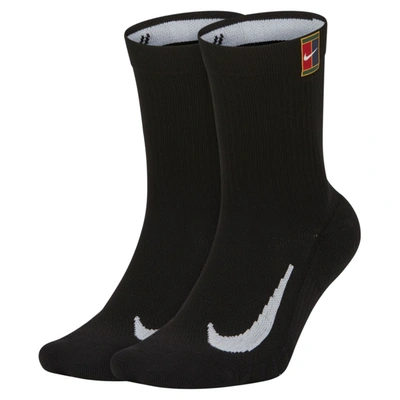 Nike Court Multiplier Cushioned Tennis Crew Socks In Black