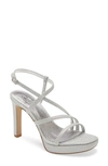 Adrianna Papell Blaze Platform Strappy Sandal In Silver Glitter