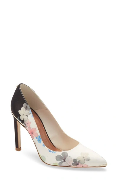 Ted Baker Melnips Pointed Toe Pump In Ivory Fabric