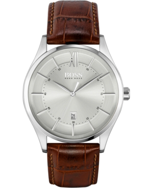 hugo boss leather strap watch