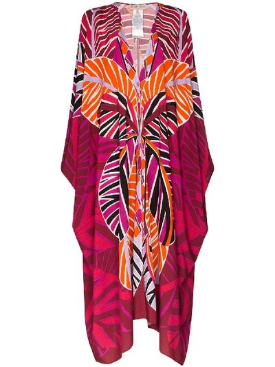 Pucci Abstract Print Maxi Kaftan In Pink