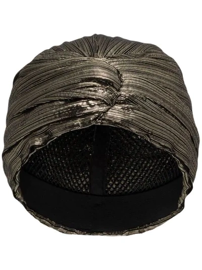 Saint Laurent Black And Gold Metallic Turban