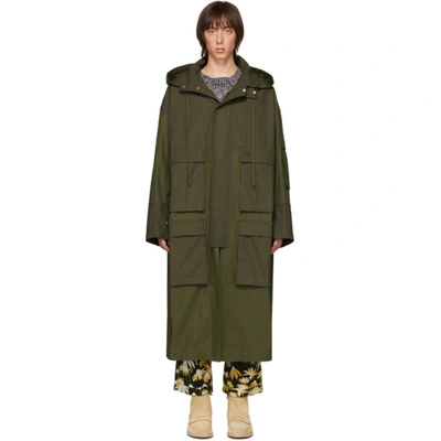 Loewe Cotton-canvas Hooded Parka In 4160 Khaki