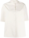 Aspesi Oversized Mandarin Collar Shirt In Neutrals