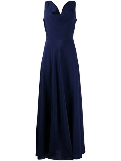 Aspesi Draped V-neck Silk Dress In Blue