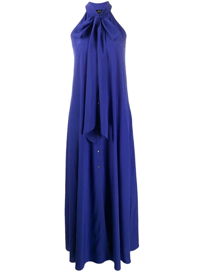 Aspesi Long Halter Dress In Blue