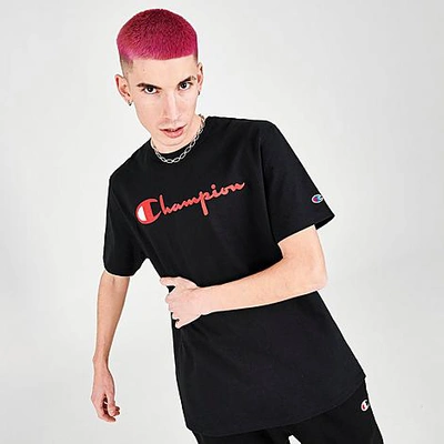 Champion Heritage Script Logo T-shirt In Black/white