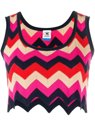 M Missoni Zigzag Knit Top In Pink