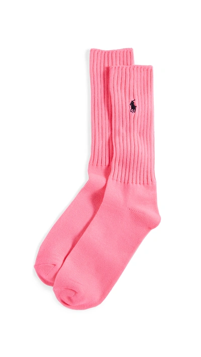 Polo Ralph Lauren Polo Player Neon Crew Socks In Pink