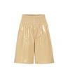 Bottega Veneta Elasticated-waist Leather Shorts In Beige