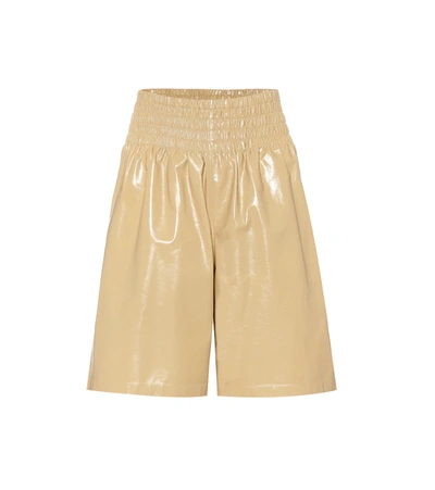 Bottega Veneta Elasticated-waist Leather Shorts In Beige