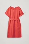 Cos Cotton Dress With Ties In Orange