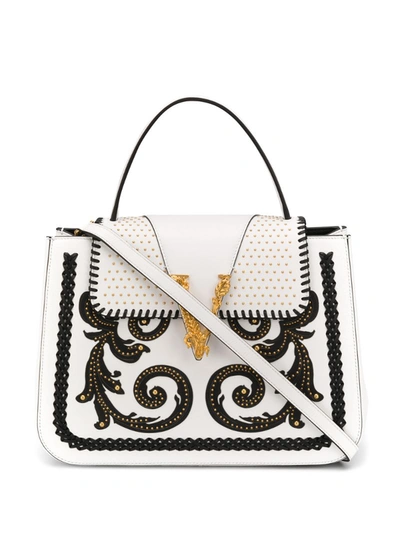 Versace Virtus Western Top Handle Bag In White