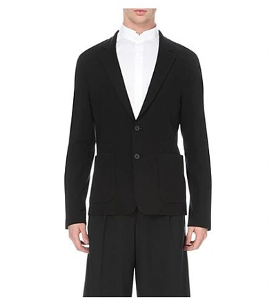 Wooyoungmi Midnight-blue Unstructured Stretch-jersey Suit Jacket In Black