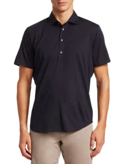 Saks Fifth Avenue Collection Short Sleeve Solid Active Polo In Navy