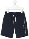 Tommy Hilfiger Junior Teen Embroidered Logo Cotton Shorts In Blue