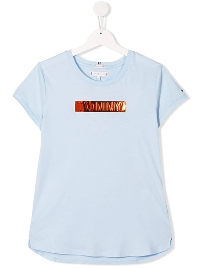 Tommy Hilfiger Junior Teen T-shirt Mit Metallic-logo In Blue