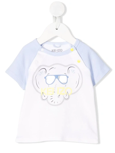 Kenzo Babies' Elephant Print T-shirt In Blue
