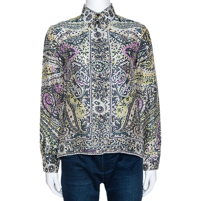 Pre-owned Etro Multicolor Floral Paisley Print Silk Long Sleeve Shirt M