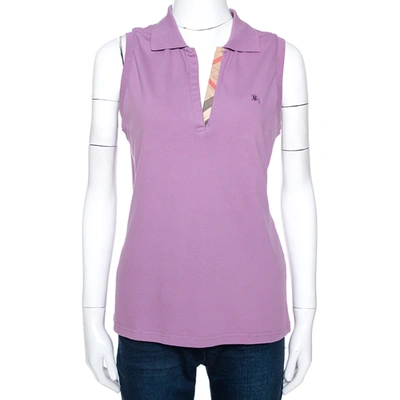 Pre-owned Burberry Purple Cotton Sleeveless Polo T-shirt Xl