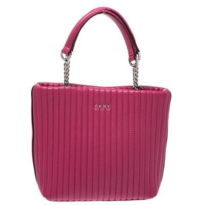 Pre-owned Dkny Fuchsia Leather Satchel In Pink