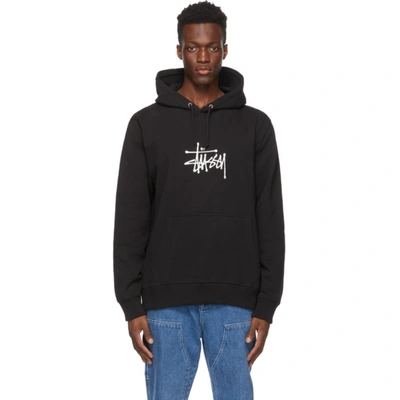 Stussy Logo-embroidered Hooded Sweatshirt In Black