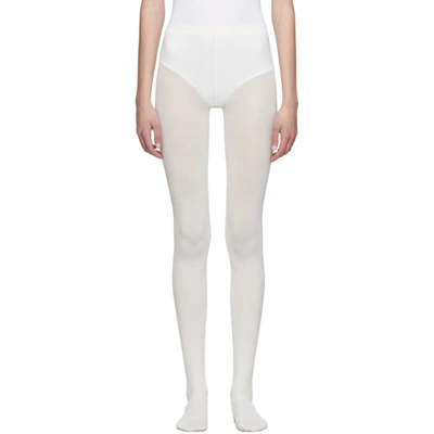 Wolford Off-white Cotton Velvet Tights In 1051 Ecru