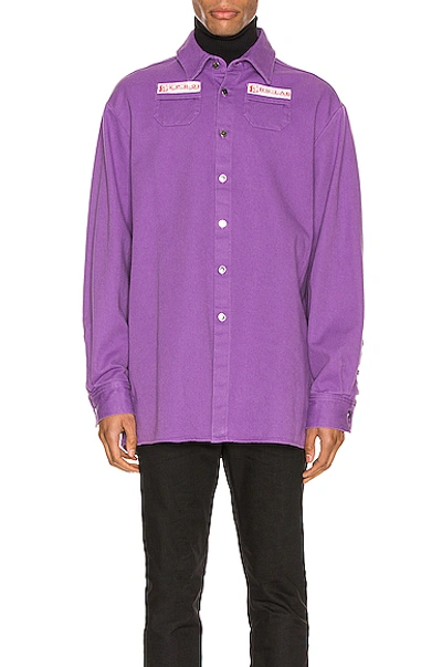 Raf Simons Pocket Detail Denim Overshirt In Purple | ModeSens