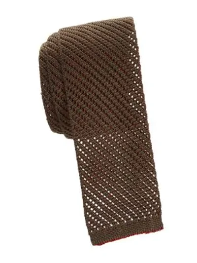 Ferragamo Textured Silk Tie In Brown