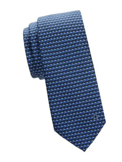 Ferragamo Geometric Silk Tie In Blue