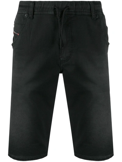 Diesel Drawstring-waist Denim Shorts In Black