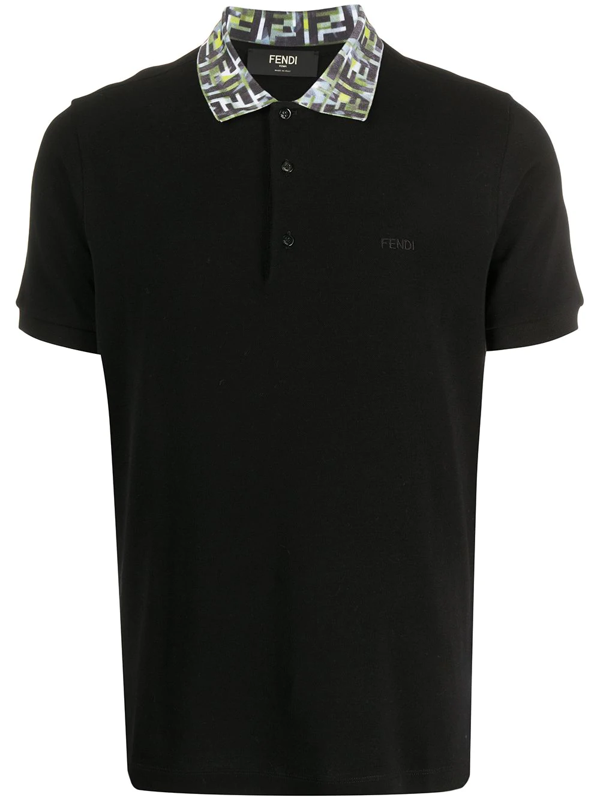 Fendi Mens Nero Branded-collar Slim-fit 
