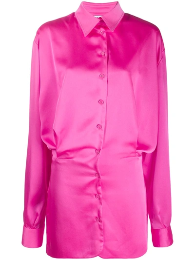 Attico Button Down Shirt Dress In Pink