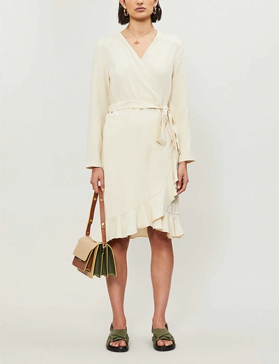 Samsoe & Samsoe Limon Wrap-over Twill Midi Dress | ModeSens