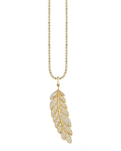 Sydney Evan 14k Yellow Gold Diamond Feather Necklace In Yg