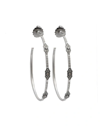 Armenta New World Diamond Scroll Hoop Earrings In Silver