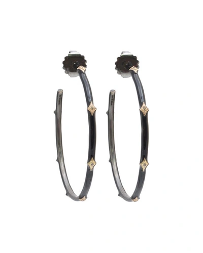 Armenta New World Diamond Enamel Hoop Earrings In Black