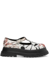 Burberry Graffiti Print T-bar Brogues In White