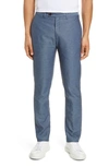 Ted Baker Slim Fit Linen & Cotton Blend Trousers In Blue